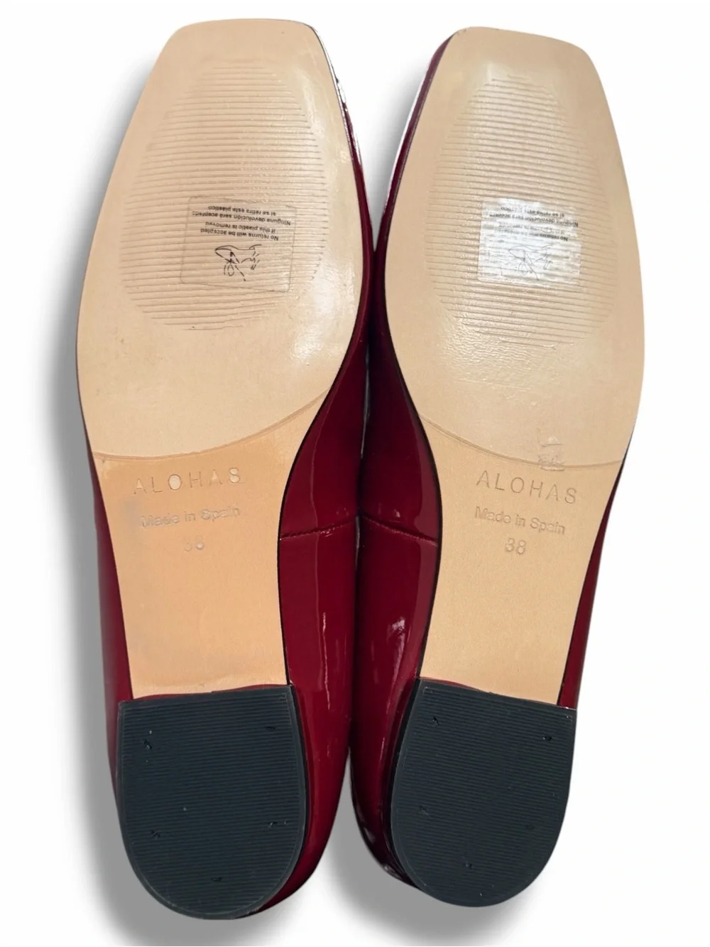 ALOHAS Luke Leather Ballet Ballerina Flats Wine Burgundy Size 38 US 7-7.5